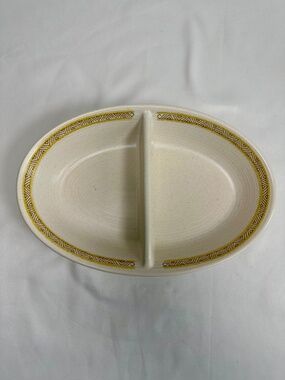 Franciscan Earthenware 11" Oval Divided Vegetable Bowl Server Hacienda Gold